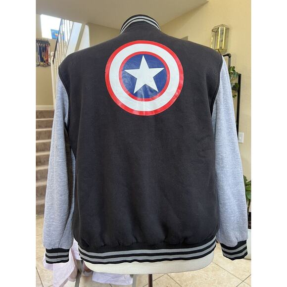 Men's Varsity Bomber Jacket Baseball Captain America Blue Size S Jacket - Picture 7 of 8